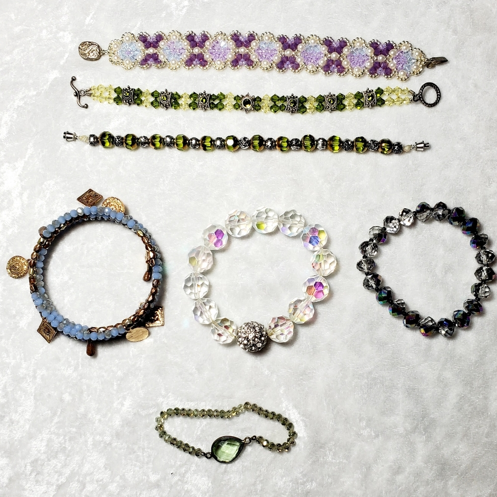 Lot of 7 Swarovski and Austrian crystal bracelets